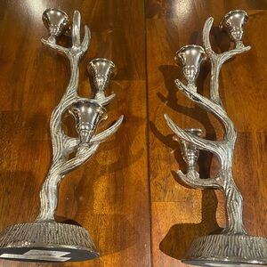 Silver Antler Candle Holders